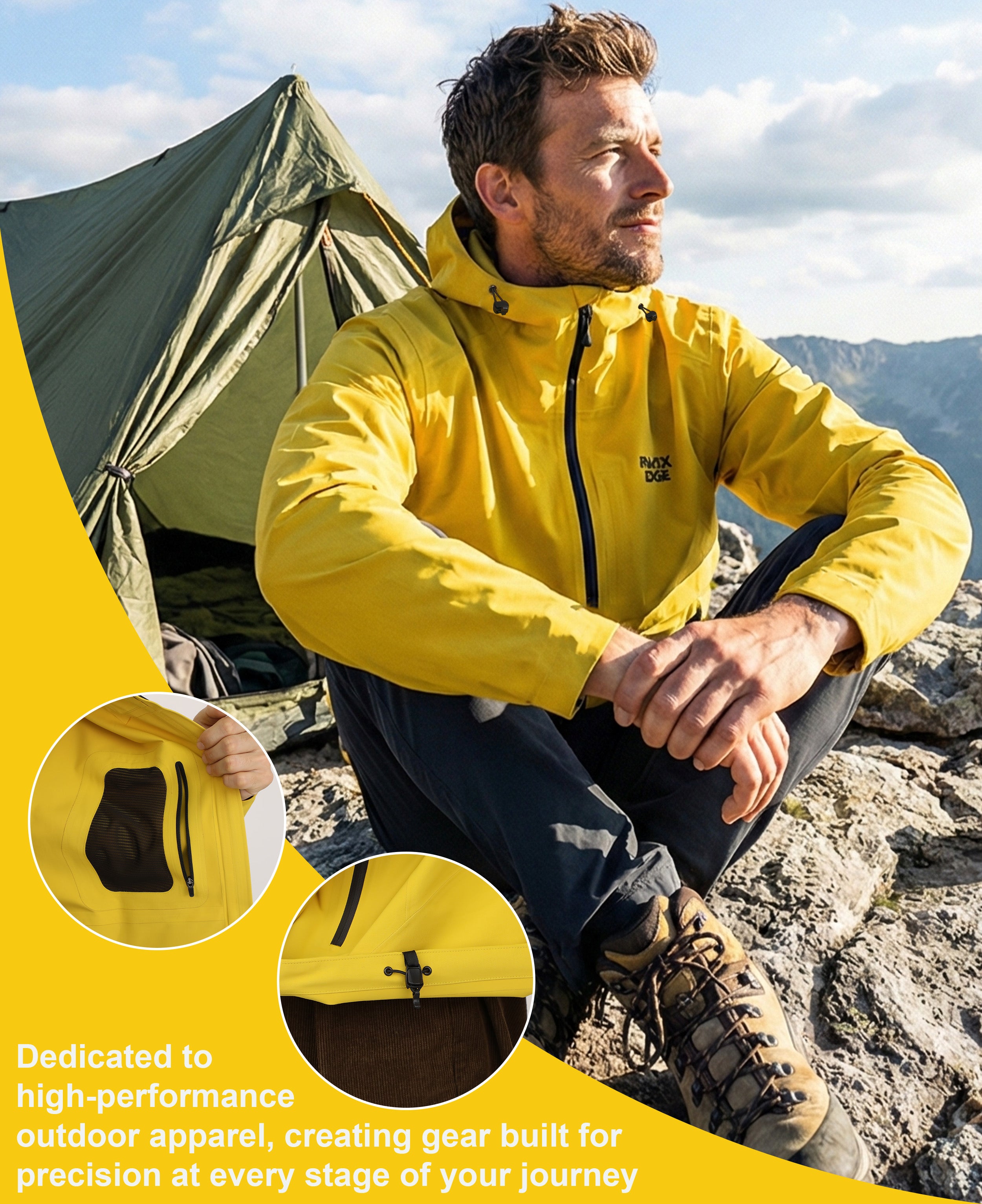 Men's Fluorine-Compliant Eco-Friendly Breathable Rain/Hardshell Jacket-02104