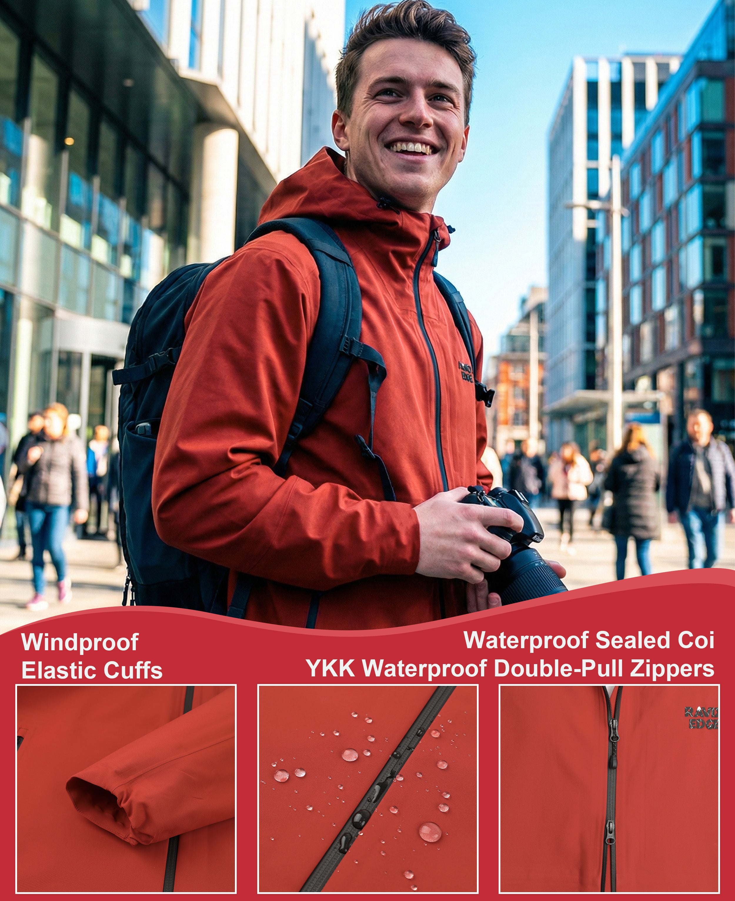 Men's Fluorine-Compliant Eco-Friendly Breathable Rain/Hardshell Jacket-02104