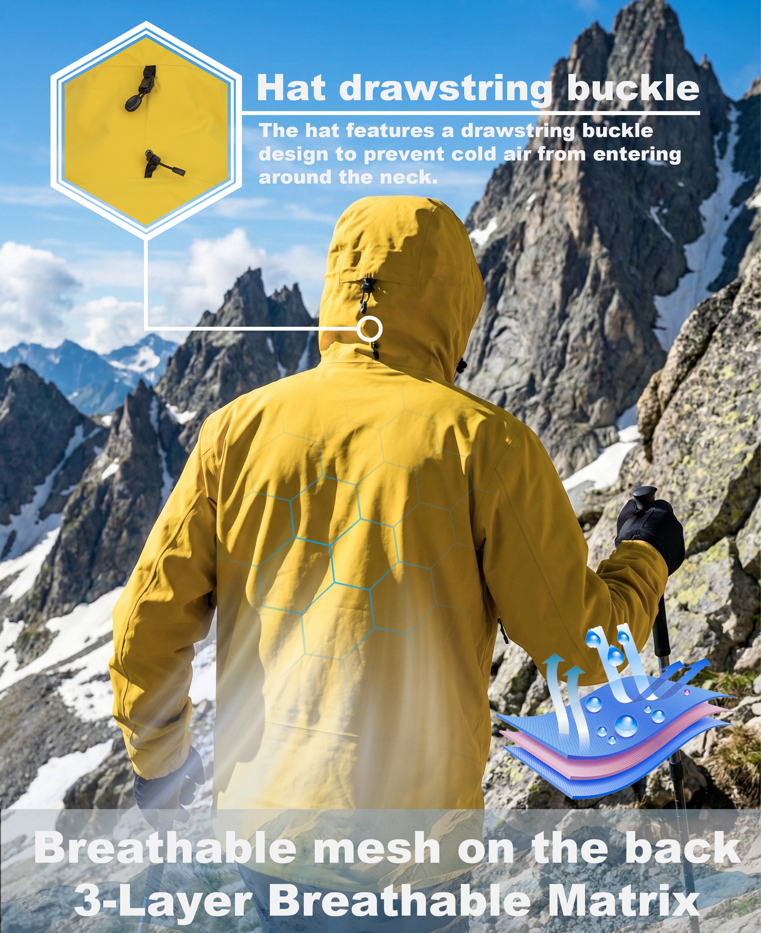 Men's Fluorine-Compliant Eco-Friendly Breathable Rain/Hardshell Jacket-02104