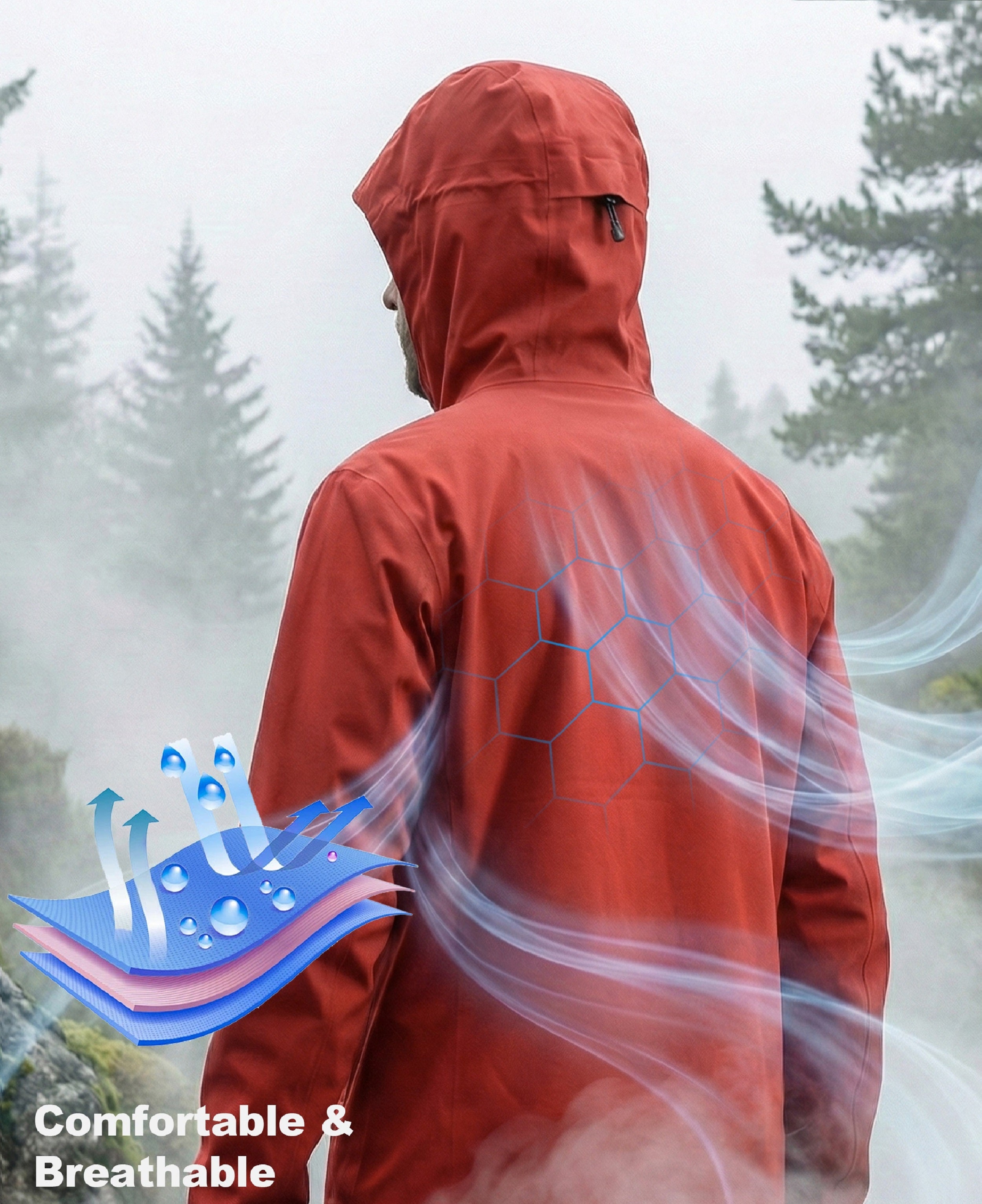 Men's Fluorine-Compliant Eco-Friendly Breathable Rain/Hardshell Jacket-02103