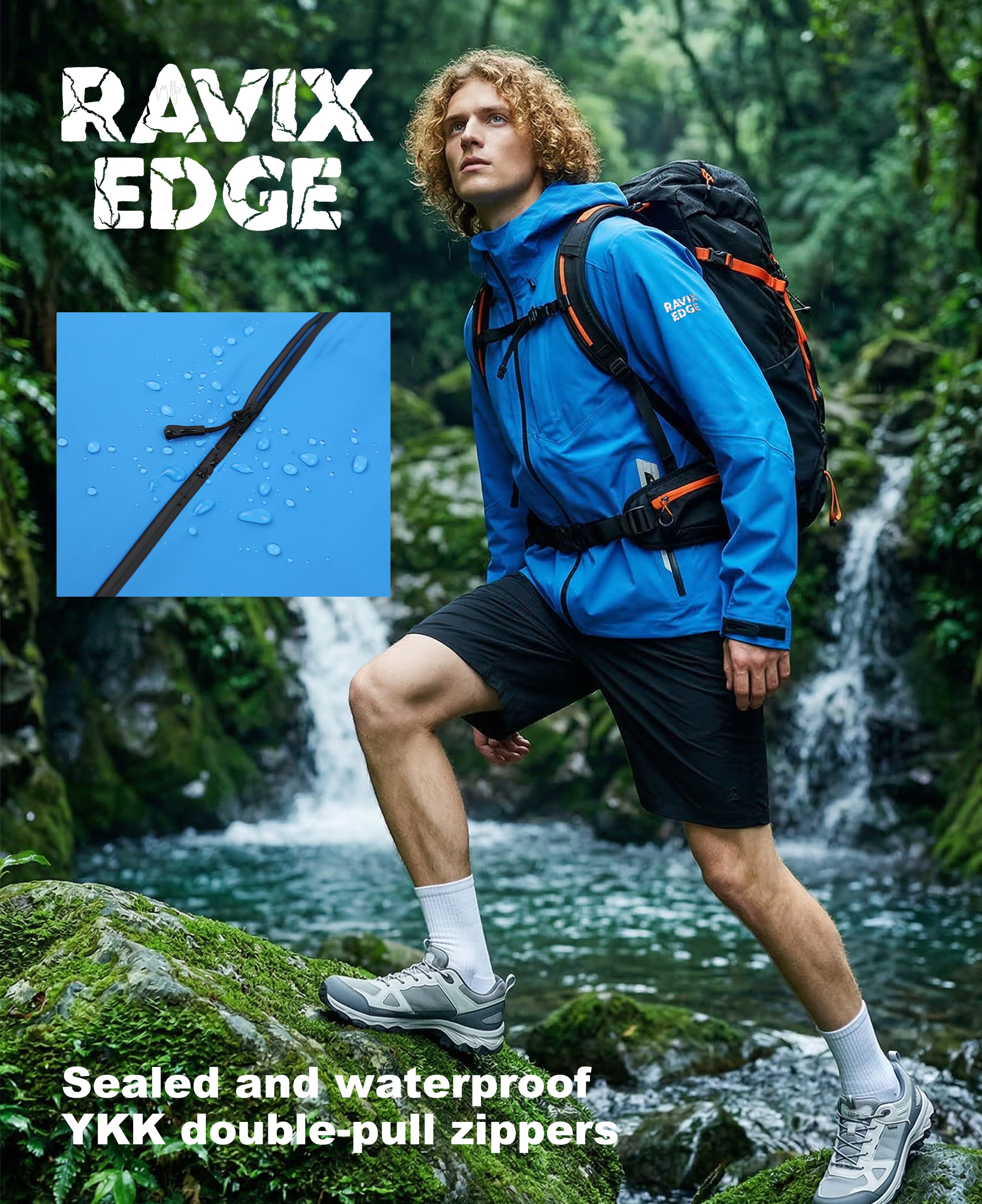 Men's Lightweight Fluorine-Compliant Eco-Friendly Breathable Rain/Hardshell Jacket - 01101