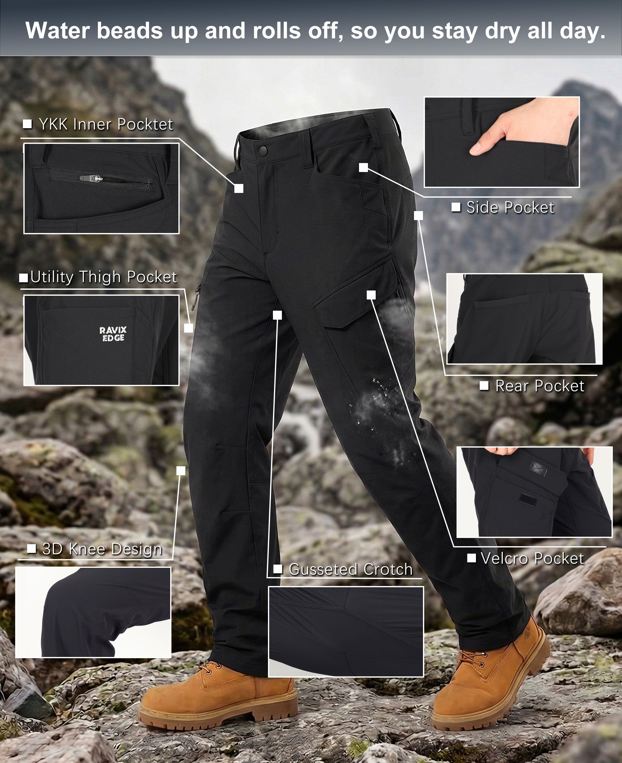 Men’s Durable Stretchy Softshell Mountain Bike Pants -03702