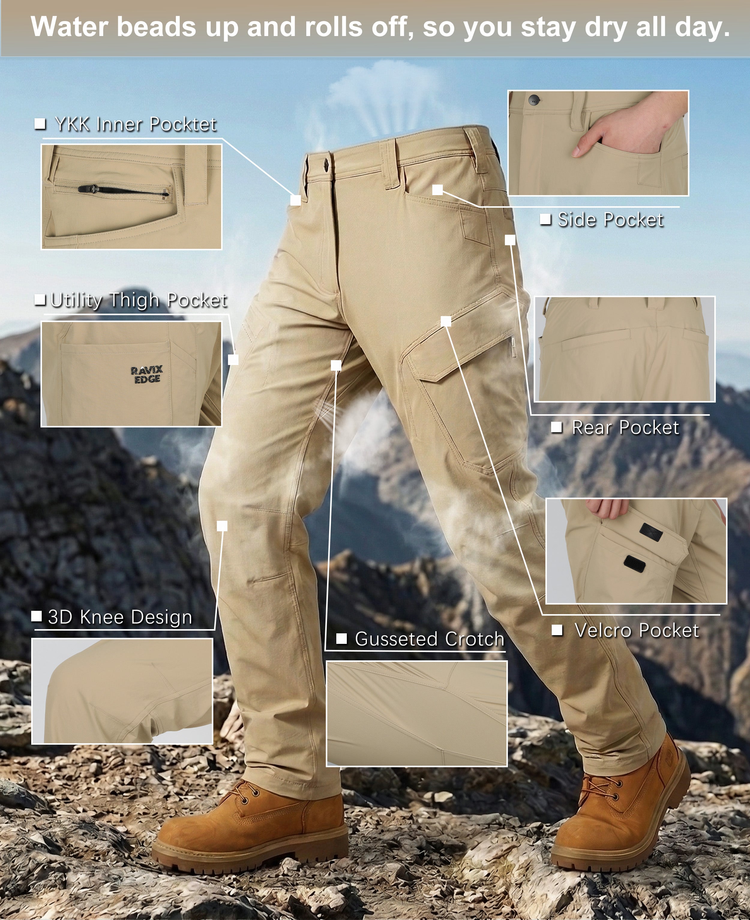 Men’s Durable Stretchy Softshell Mountain Bike Pants -03702