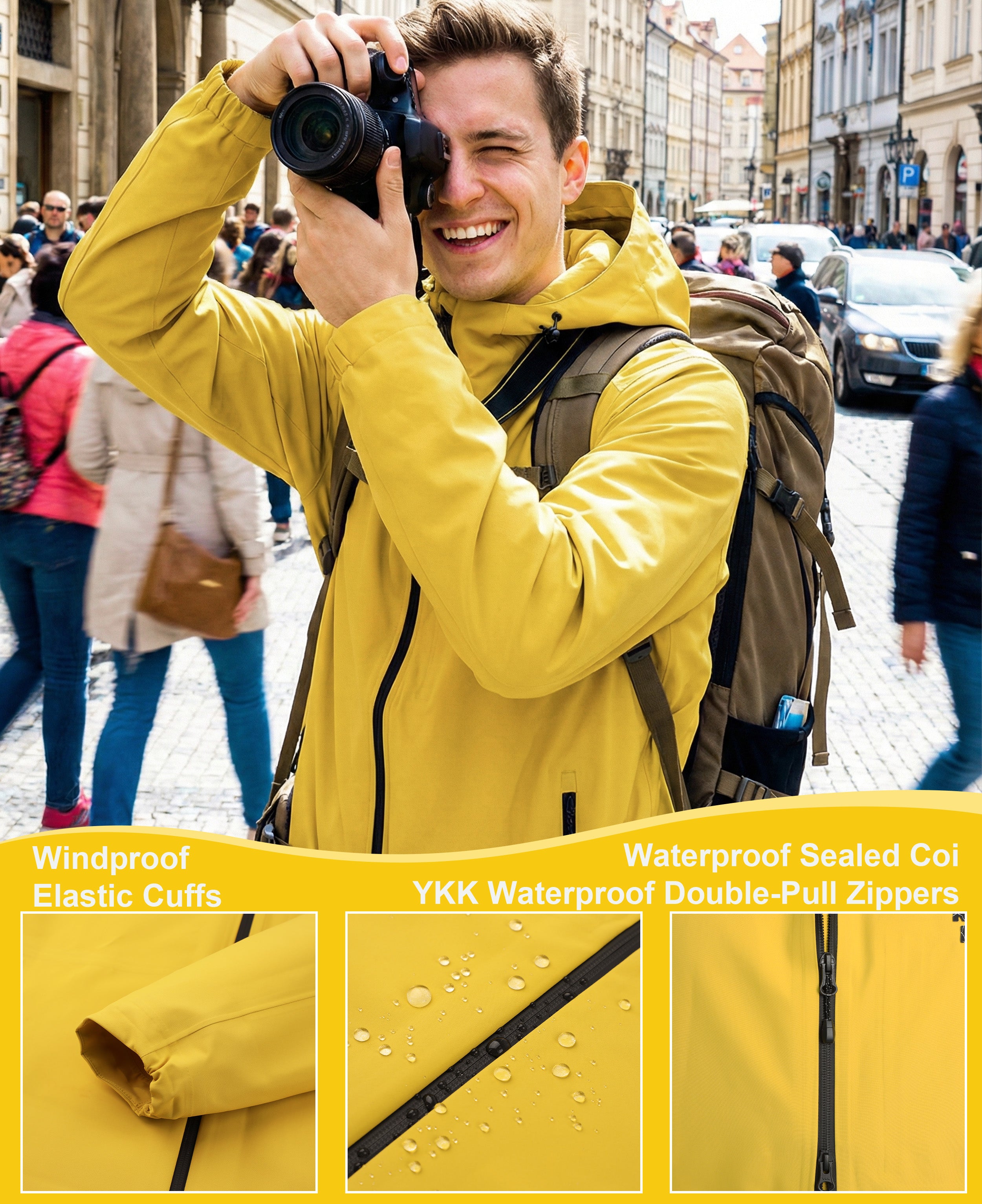 Men's Fluorine-Compliant Eco-Friendly Breathable Rain/Hardshell Jacket-02104