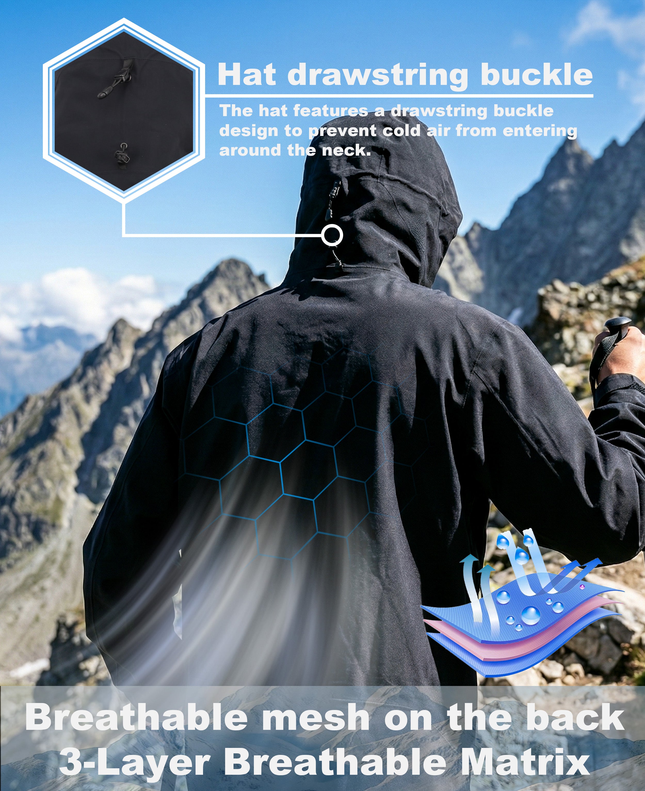 Men's Fluorine-Compliant Eco-Friendly Breathable Rain/Hardshell Jacket-02104