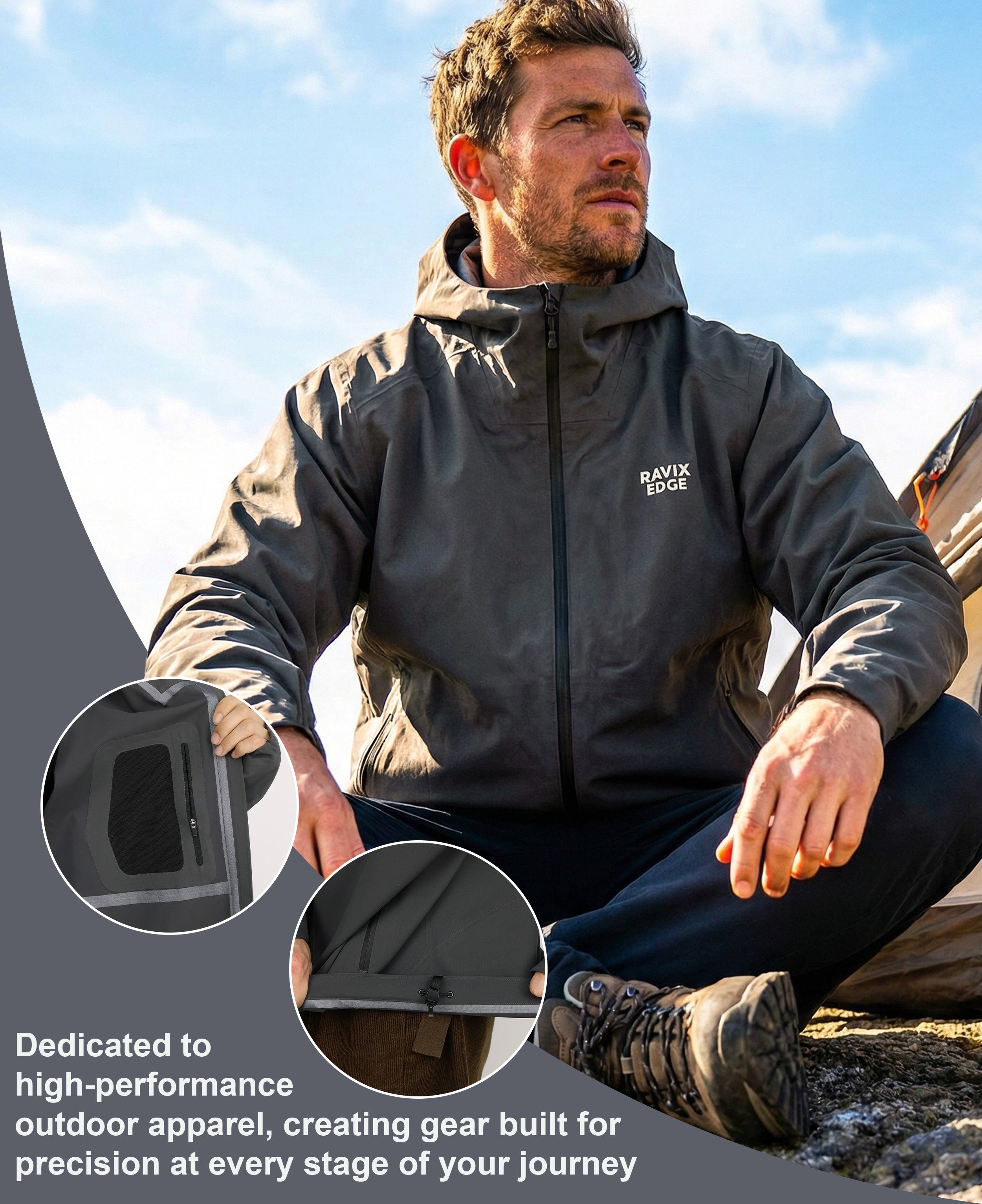 Men's Fluorine-Compliant Eco-Friendly Breathable Rain/Hardshell Jacket-02104