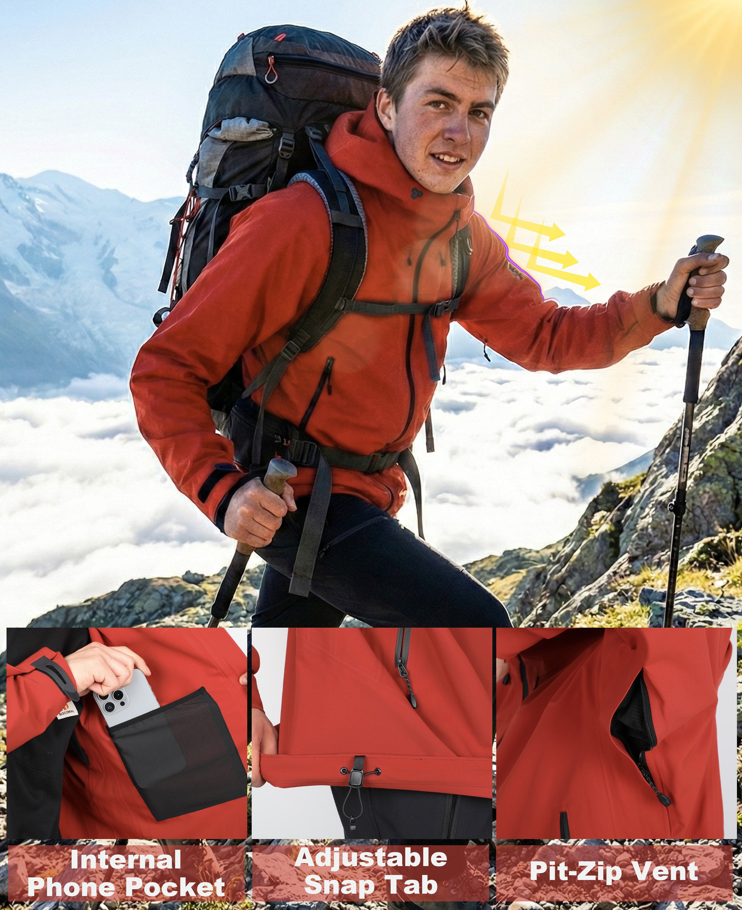 Men's Fluorine-Compliant Eco-Friendly Breathable Rain/Hardshell Jacket-02103