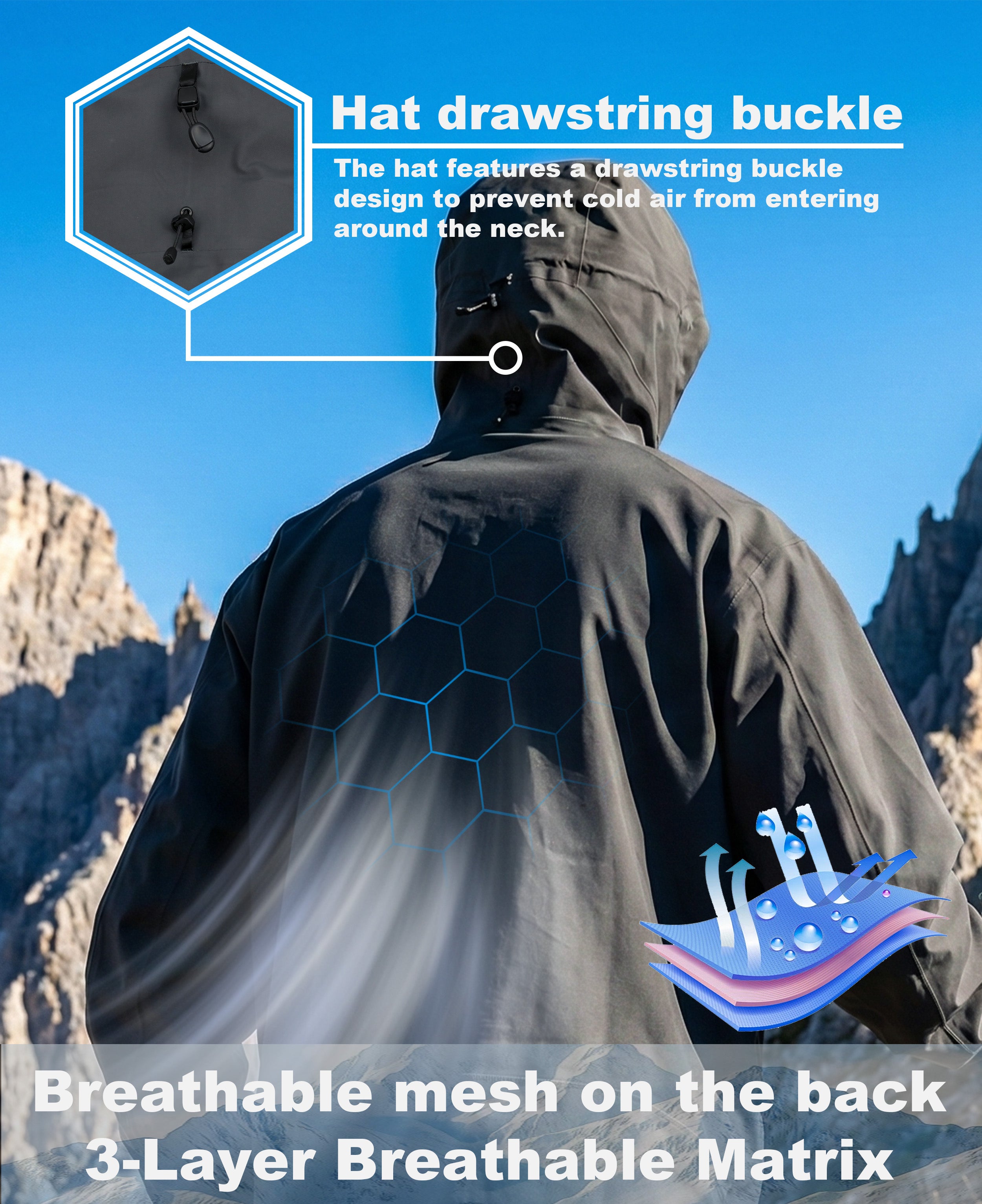 Men's Fluorine-Compliant Eco-Friendly Breathable Rain/Hardshell Jacket-02104