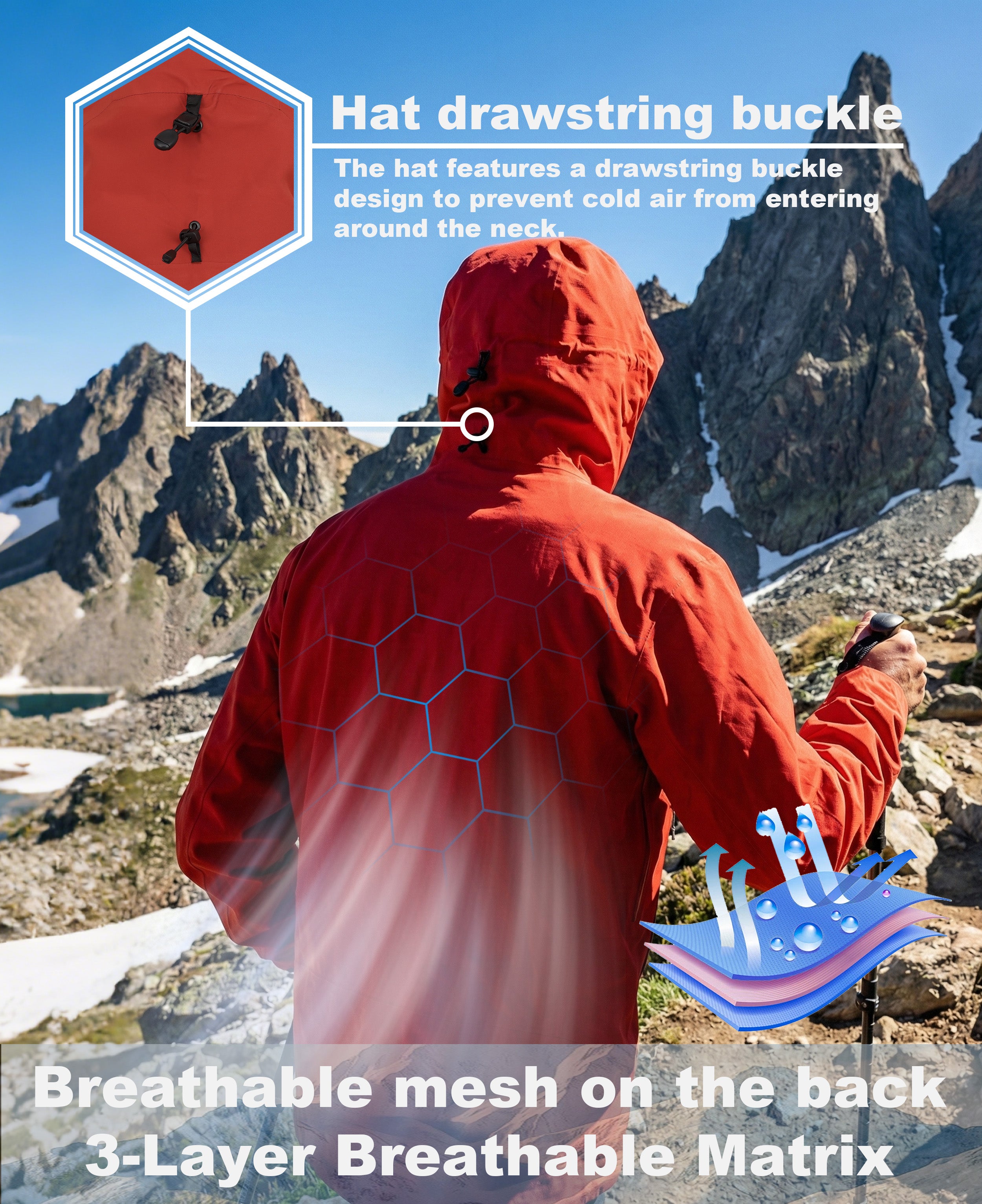 Men's Fluorine-Compliant Eco-Friendly Breathable Rain/Hardshell Jacket-02104