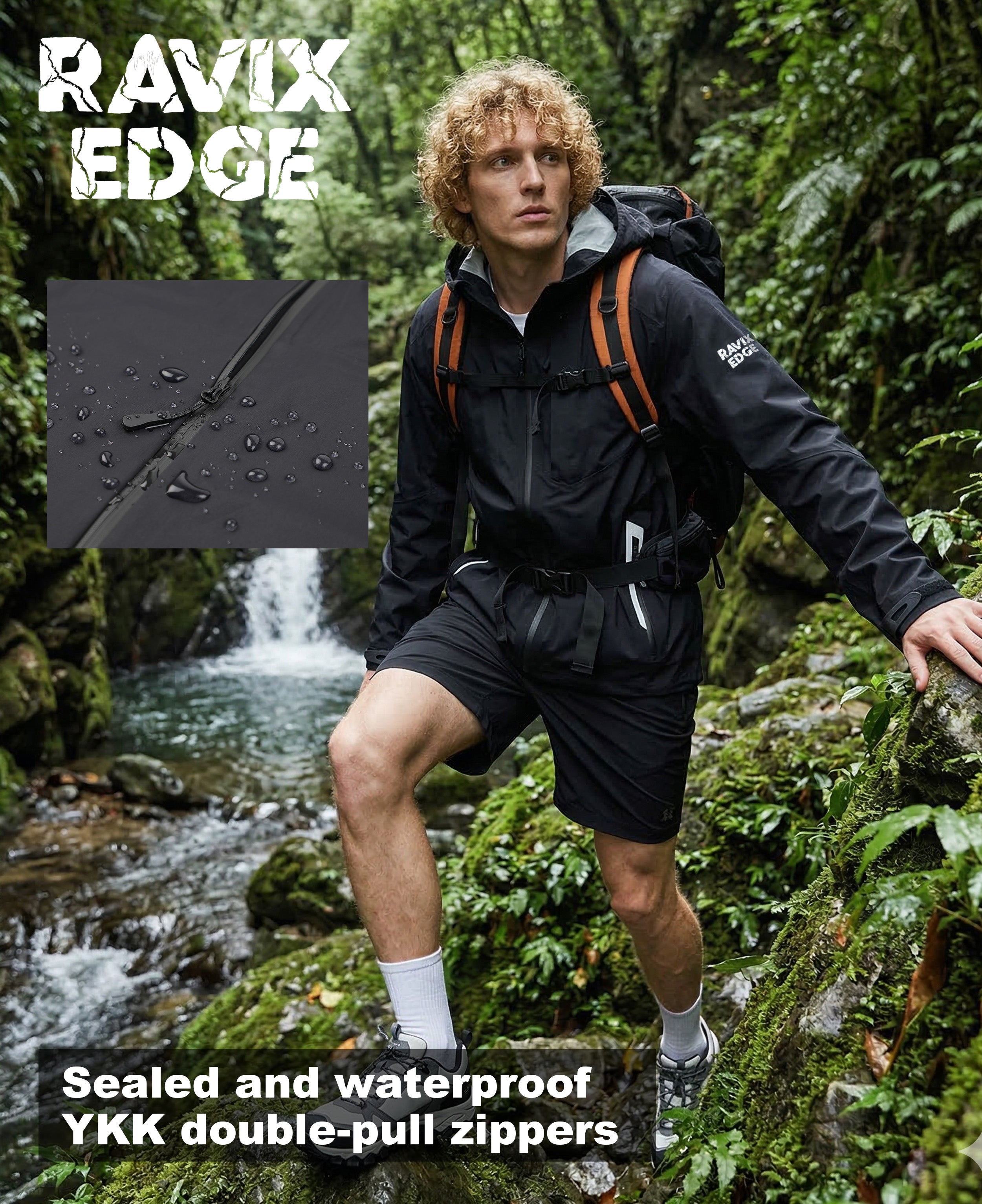 Men's Lightweight Fluorine-Compliant Eco-Friendly Breathable Rain/Hardshell Jacket - 01101