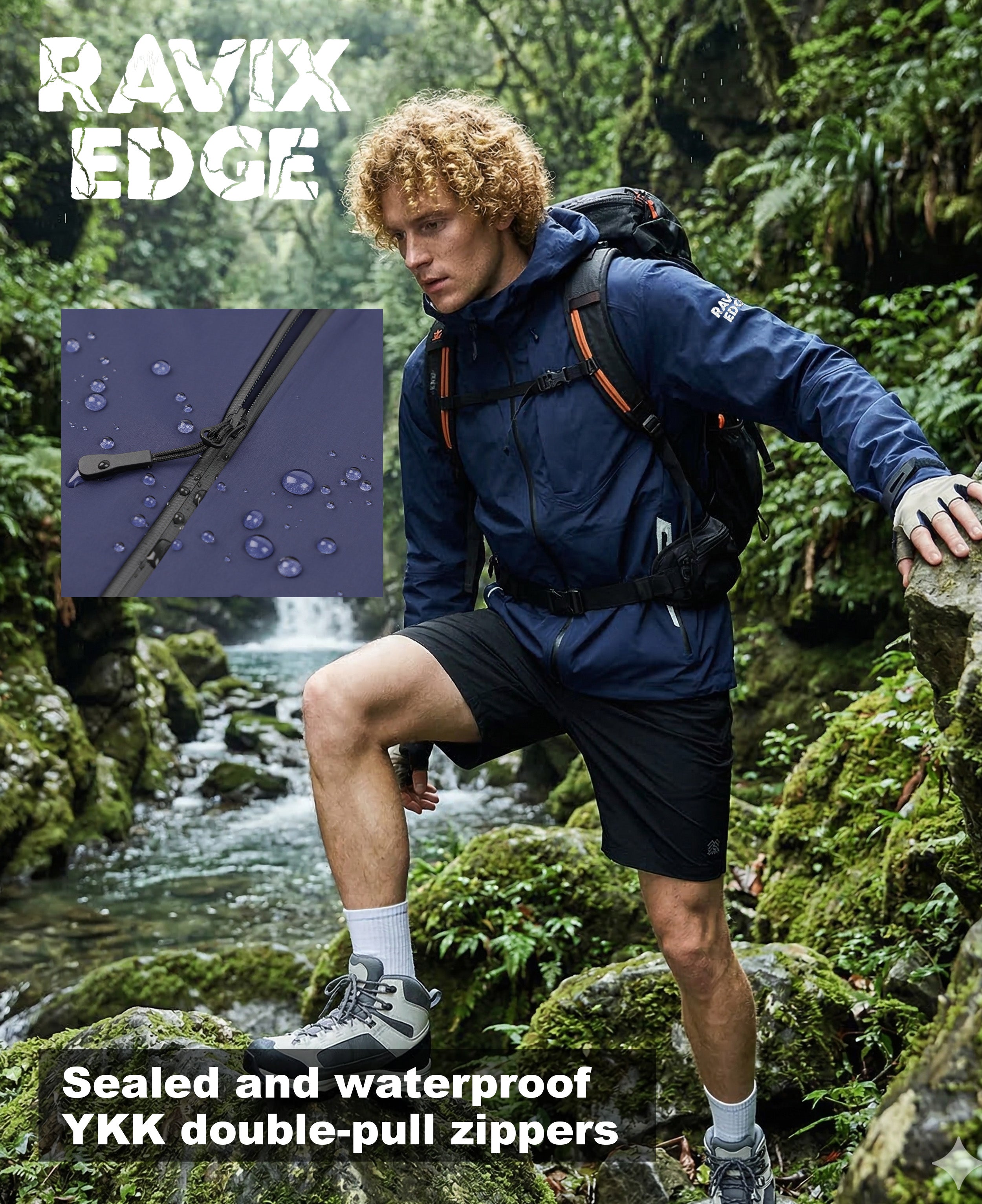 Men's Lightweight Fluorine-Compliant Eco-Friendly Breathable Rain/Hardshell Jacket - 01101