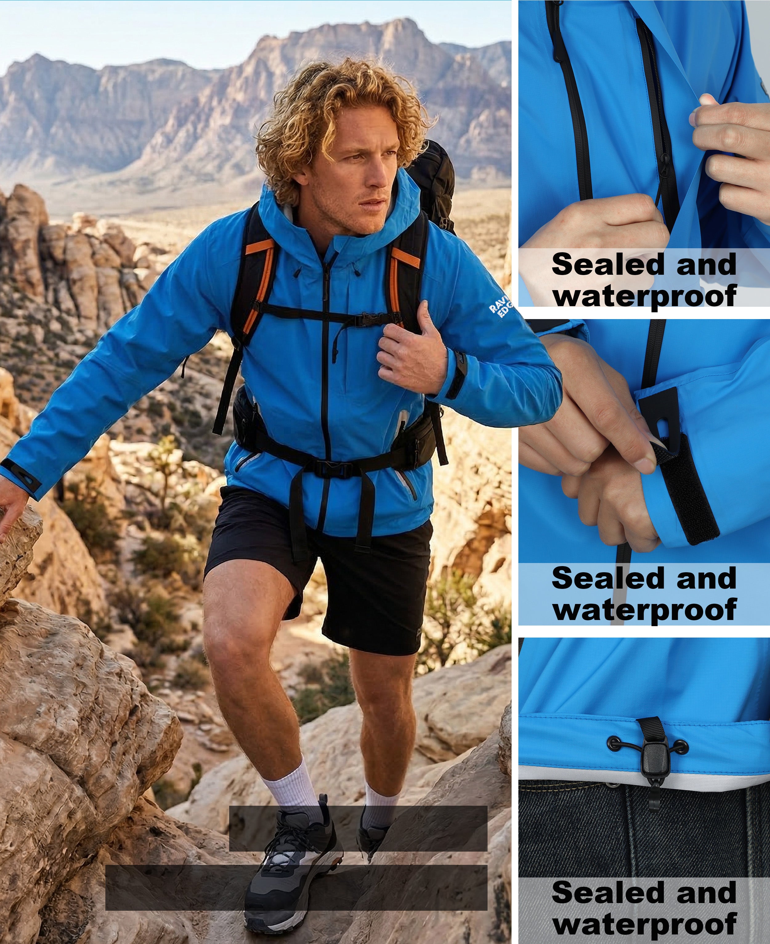 Men's Lightweight Fluorine-Compliant Eco-Friendly Breathable Rain/Hardshell Jacket - 01101