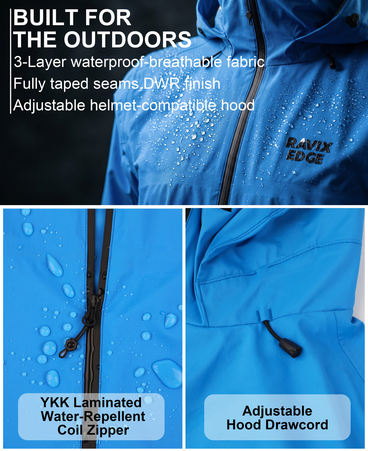 Women's Fluorine-Compliant Breathable Rain Jacket, Waterproof Lightweight Outdoor Raincoat -01106