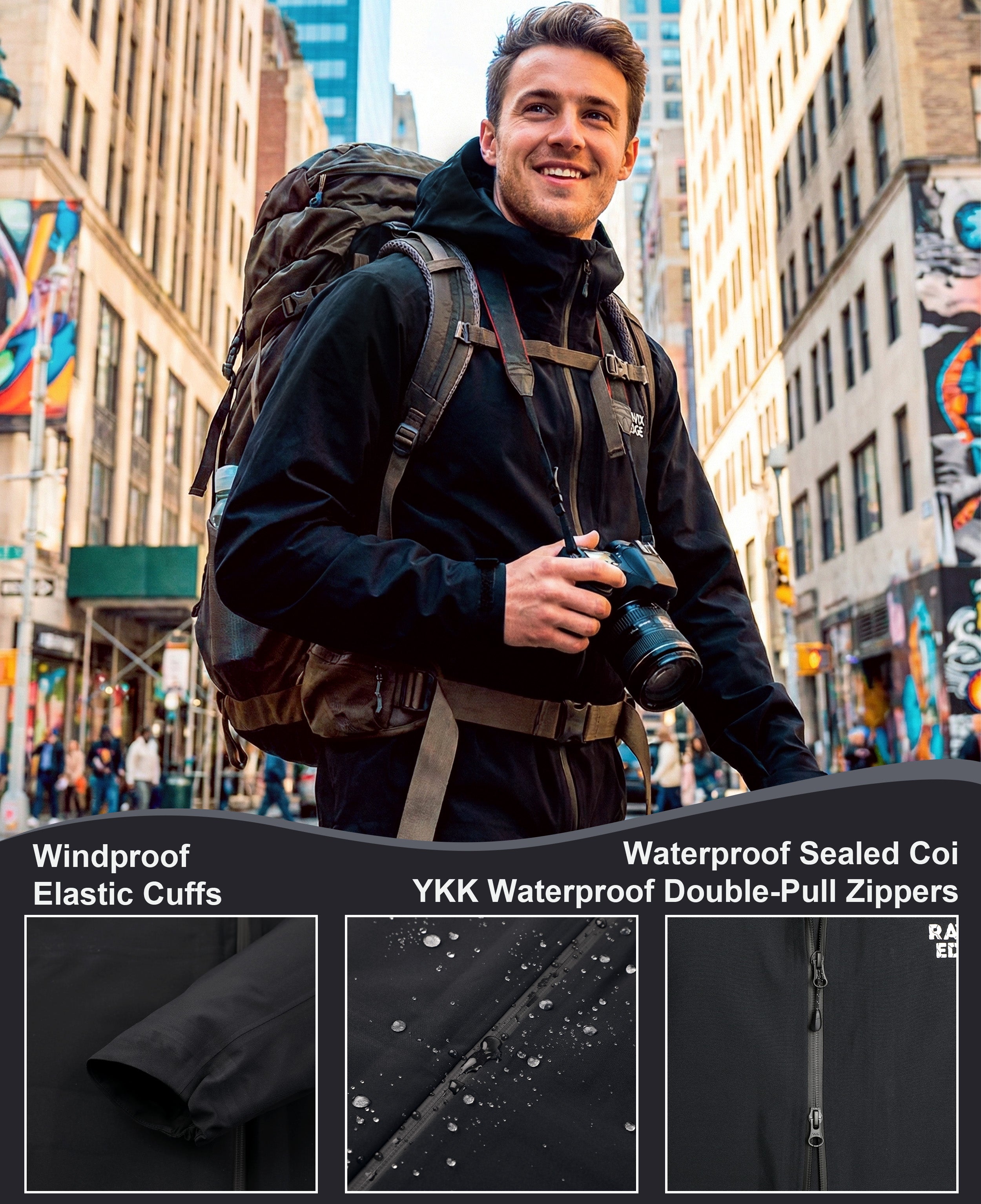 Men's Fluorine-Compliant Eco-Friendly Breathable Rain/Hardshell Jacket-02104