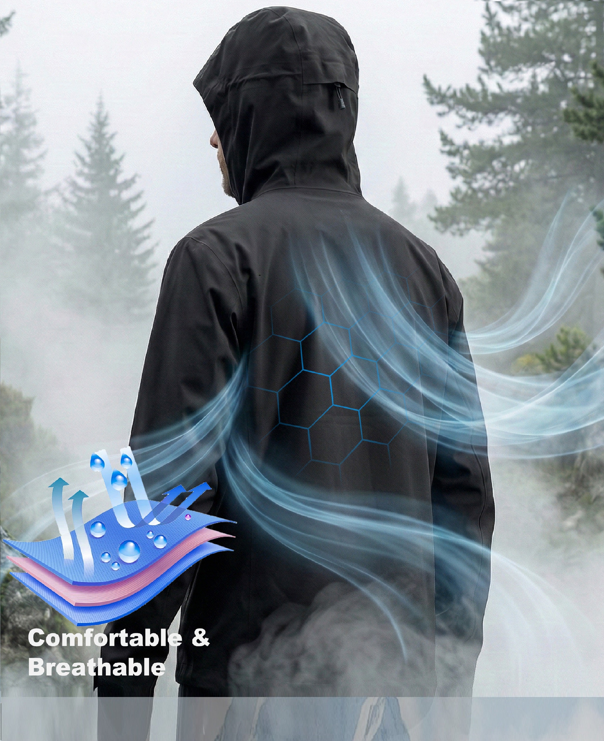 Men's Fluorine-Compliant Eco-Friendly Breathable Rain/Hardshell Jacket-02103