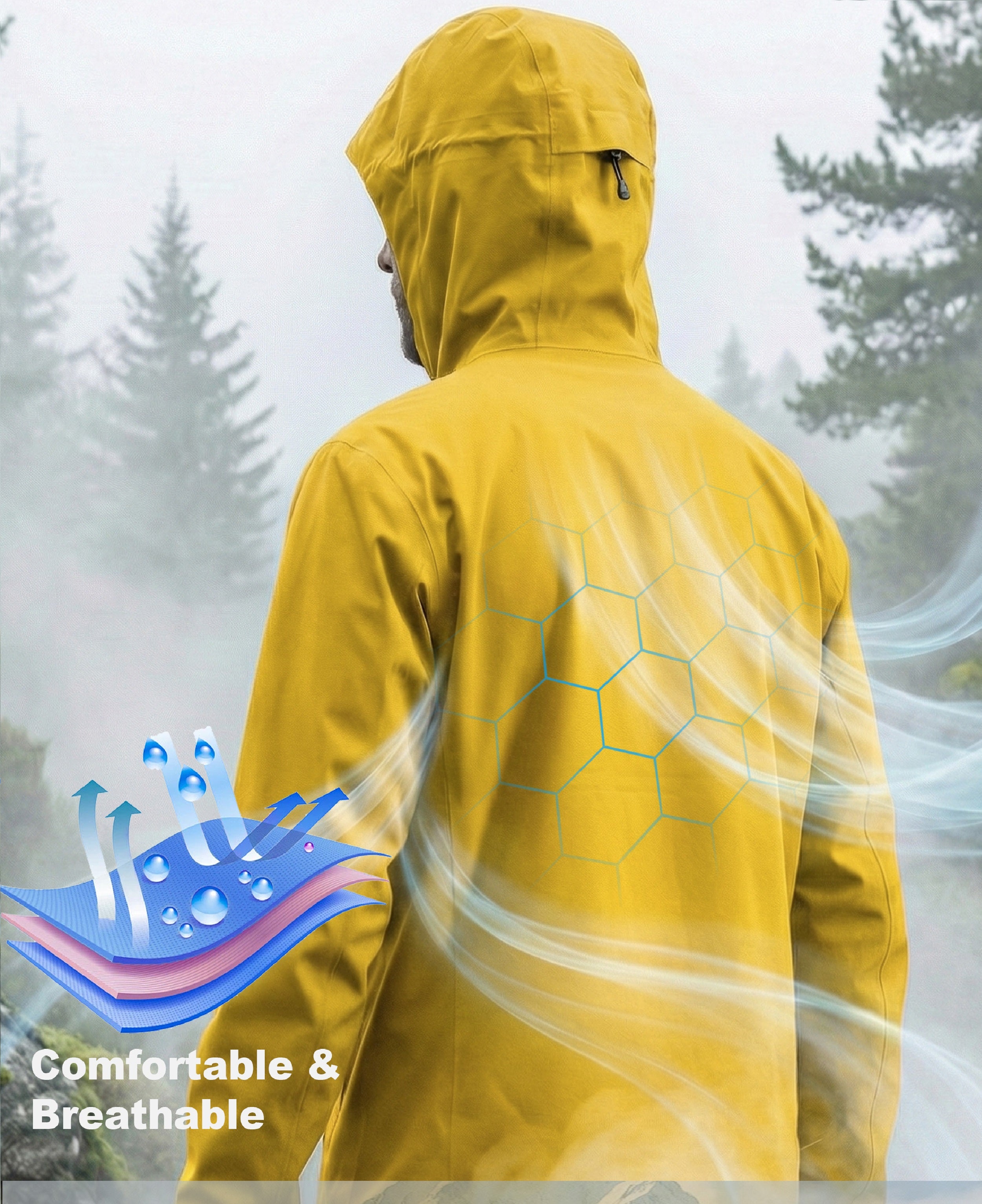 Men's Fluorine-Compliant Eco-Friendly Breathable Rain/Hardshell Jacket-02103